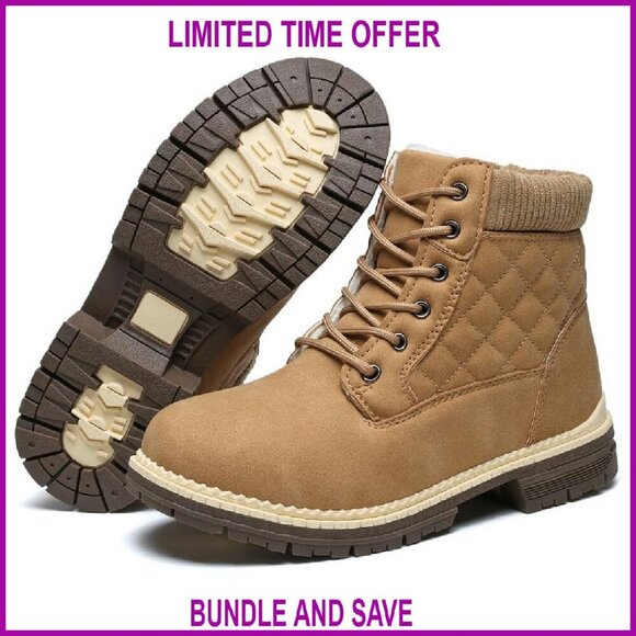 Shoes - Women's Waterproof Winter Hiking Boots Fur Lined Ankle Booties Non-Slip